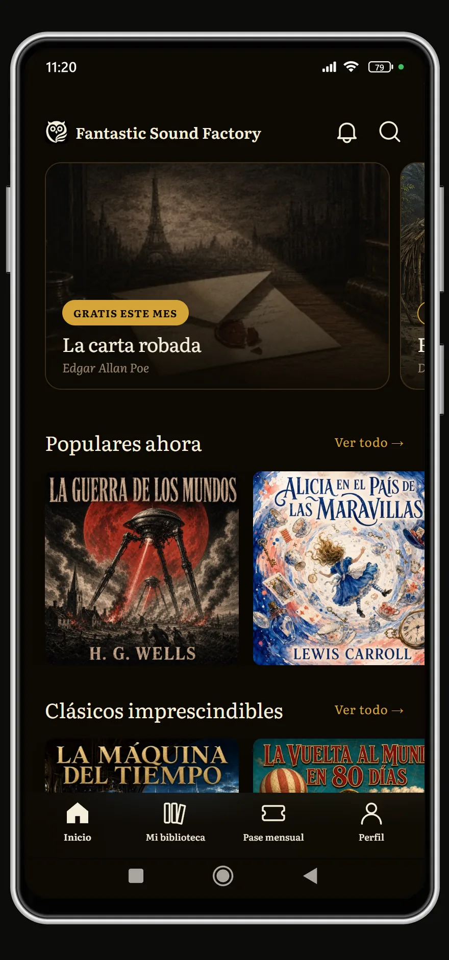 Home: La carta robada gratis este mes, y la fila de Populares ahora